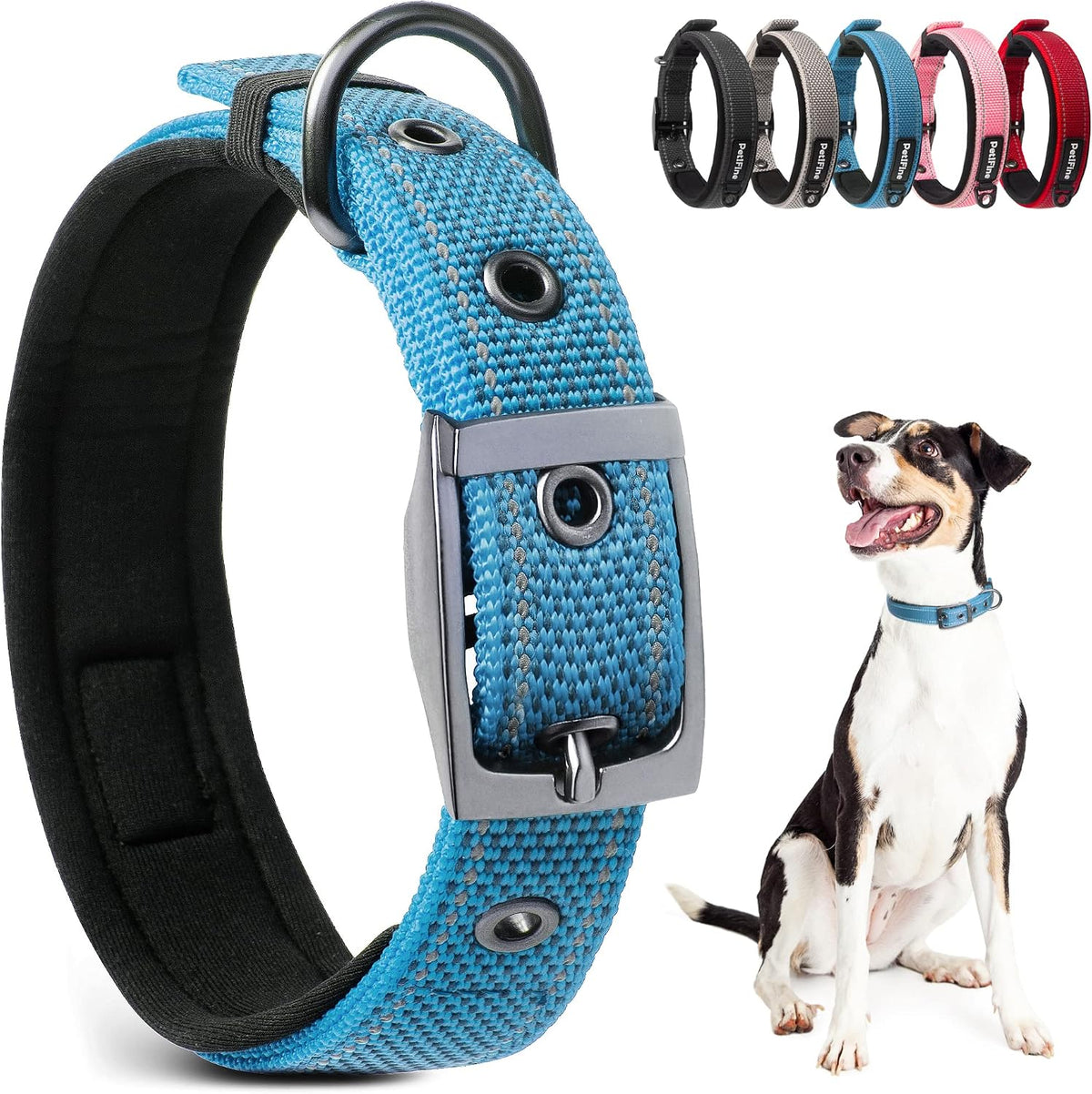 PetiFine Dog Collars for Medium Dogs - Blue / Small (11"-14.5")