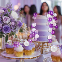 32 PCS Colorful Ball Shaped Cake Topper Pearl Balls Cupcake Cake - White Clear Purple and Clear - image 4