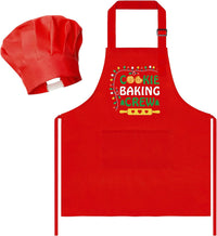 R HORSE Kid Apron and Chef Hat Set - Red Cookie Baking