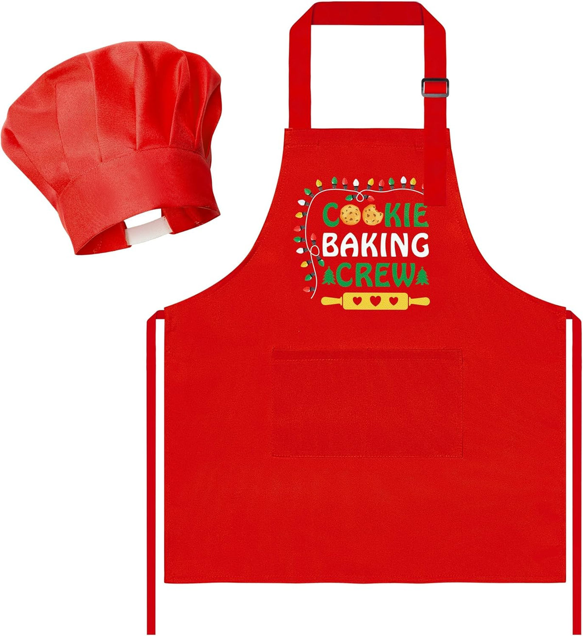 R HORSE Kid Apron and Chef Hat Set - Red Cookie Baking
