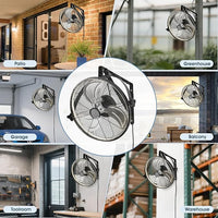 16 inch Wall Mount Fan with Lights and Remote,6-Speed Gazebo Ceiling Fan Adjustable Tilt Dimmable Wall Fan,High Velocity Industrial Outdoor Fans for Patio,Garage,Commercial,Black