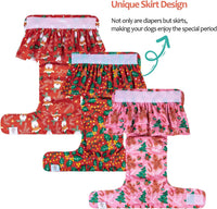 CuteBone Female Dog Diapers with Skirts 3 Pack Reusable Puppy Dresses - Xmas 3pcs / L - image 2