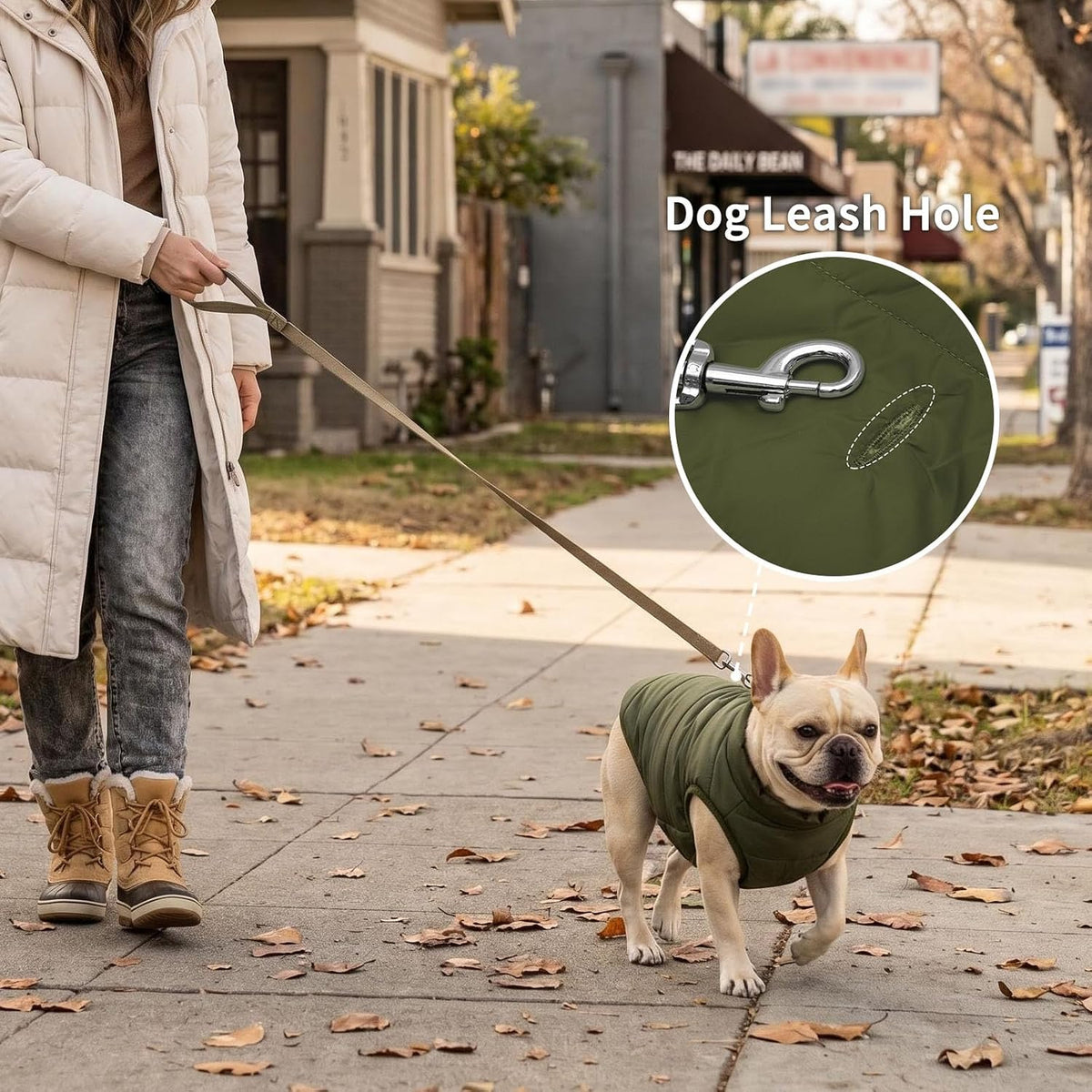 Fleece Lined Dog Jacket for Small Dogs, Winter Dog Coat - Green / X-Small - image 4