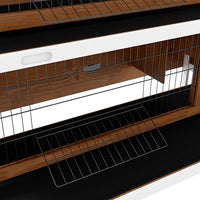 PawHut 54" 2-Story Large Rabbit Hutch Bunny Cage Wooden Pet House Small Animal Habitat with Lockable Doors, No Leak Tray and Waterproof Roof for Rabbits, Chickens, Ducks, Outdoor/Indoor Brown