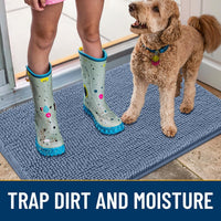 Smiry Dog Door Mat for Muddy Paws 30x20 - Classic Solid / Airy Blue / 34"X21" - image 3
