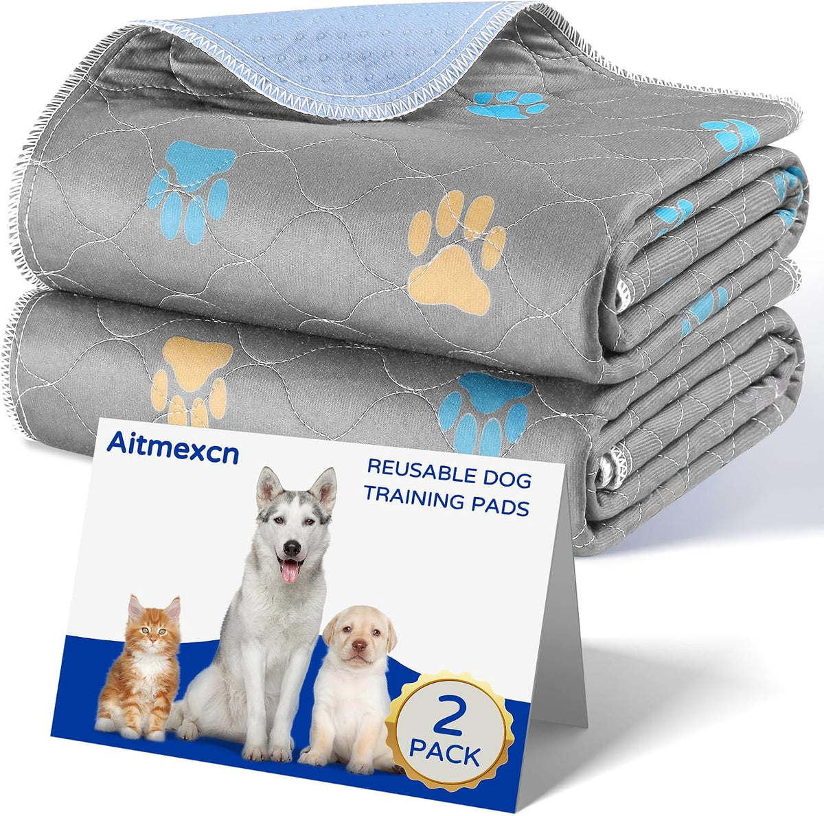 Aitmexcn Washable Pee Pads for Dogs, 24''x36'' - Gray / 18*24''-4pcs