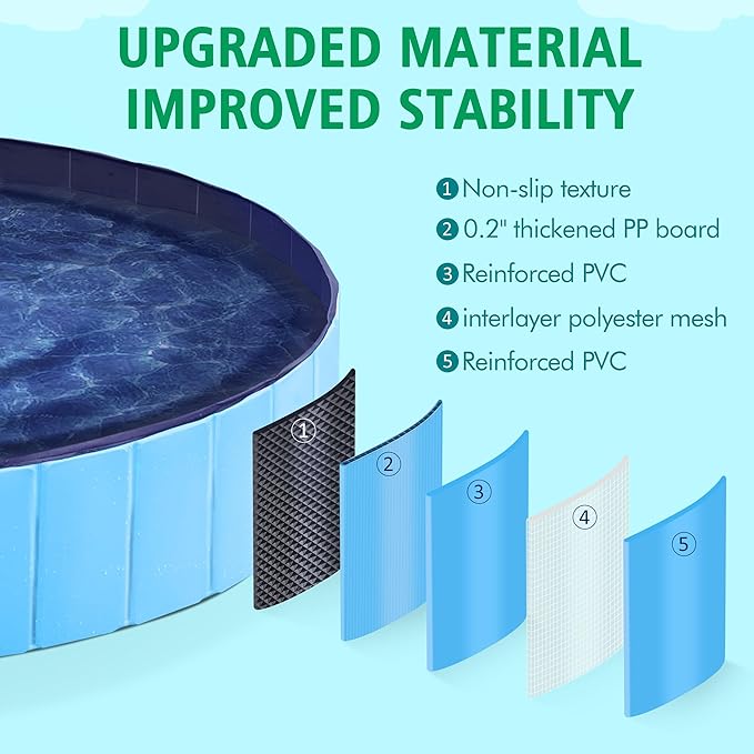 Yaheetech Foldable Dog Pet Bath Pool Hard Plastic Doggy Duck Swimming Pool Collapsible PVC Outdoor Bathing Tub Dog Pools for Large Medium Small Dogs XXXL