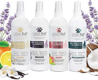 Lillian Ruff Waterless No-Rinse Dog Dry Shampoo Spray with Hydrating Essential Oils - pH-Balanced Dry Shampoo for Dogs - Clean, Condition, Detangle & Deodorize Dry, Sensitive Skin (Gallon)