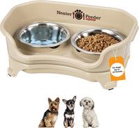 Neater Feeder Express Mess Proof Dog Bowls Elevated for Small Breeds - Small w/ Standard Bowls / Almond