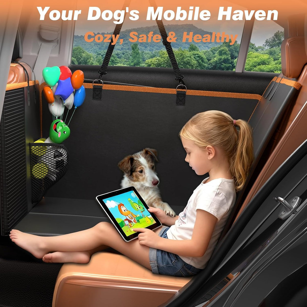 Hard Bottom Dog Car Seat Cover for Back Seat, PU leather - image 4