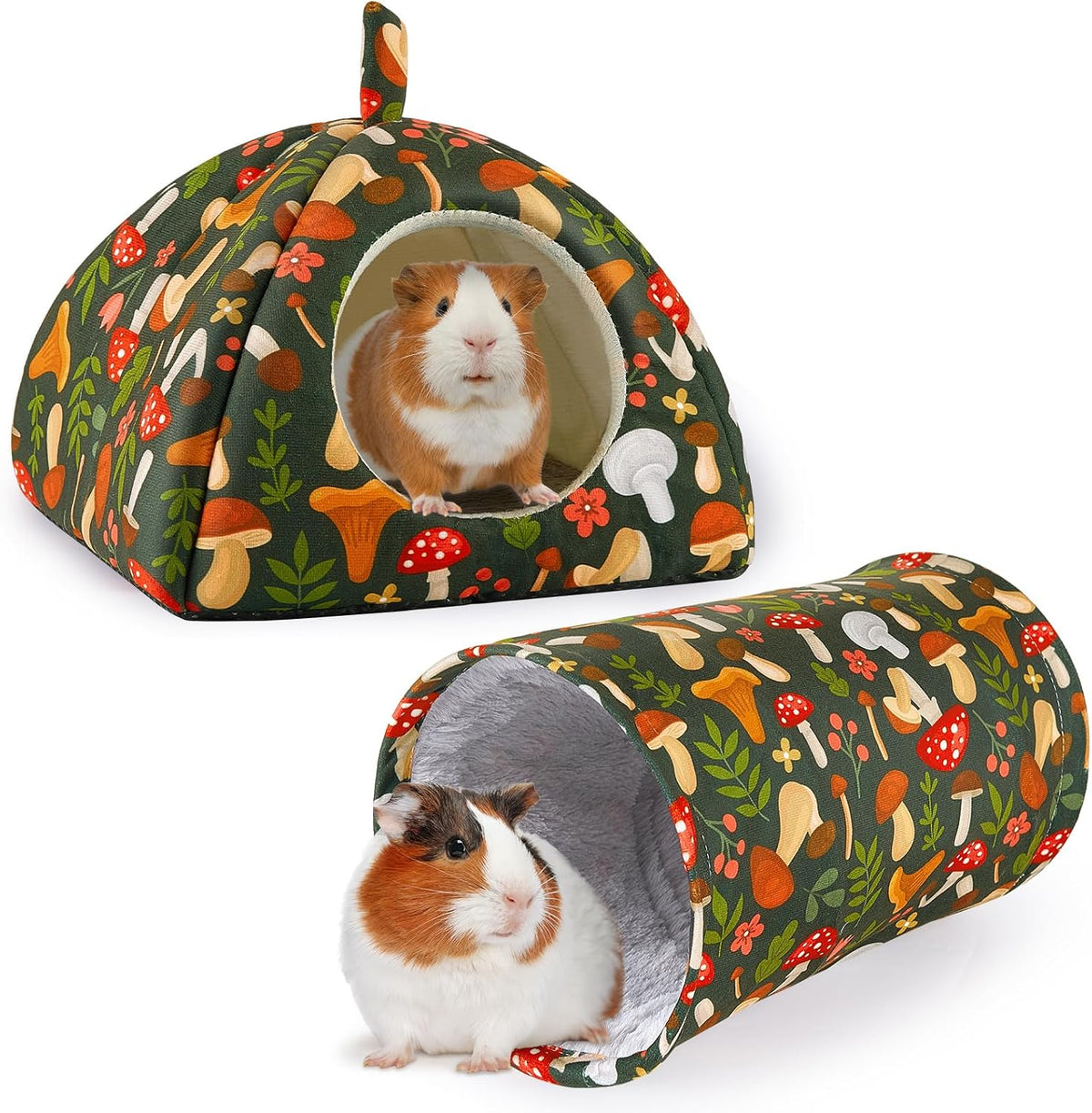 Bienbee Guinea Pig Hideout - Green Mushroom / Large(9.4"L x 9.4"W x 7.9"H)