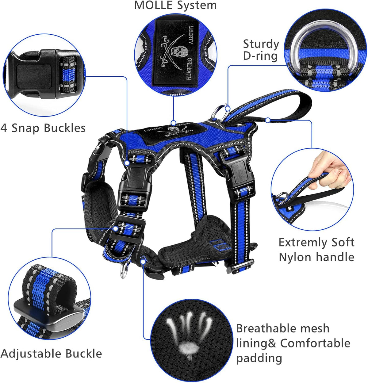 WINSEE Pet Harness Collar and Leash Set - X-Large / Dark Blue - image 3