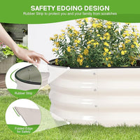 Galvanized Raised Garden Bed - 8×2×1ft Planter Raised Beds for Gardening | Oval Metal Garden Planter Box with Safety Edging and Bracing Rods for Vegetables Fruits and Flowers (White)