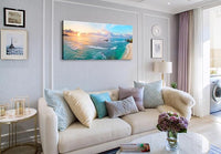 XXMWallArt FC3962 Tropical Beach Wall Art Blue Sea Sunset Natural Scenery Picture Print On Canvas Seascape Canvas Print Artwork for Living Room Bedroom Kitchen Home and Office Wall Decor
