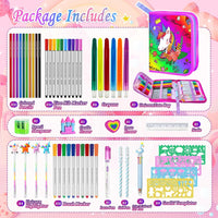 weirtoya 56 PCS Washable Scented Markers Set with Glitter Pencil Case - Multi Color Unicorn - image 2