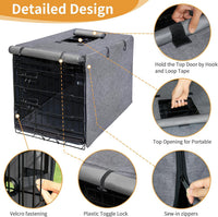 DONORO Dog Crate Cover 24 Inch Waterproof Pet Kennel Cover 600D Heavy - 24.0"L x 18.0"W x 20.0"H / Grey - image 4