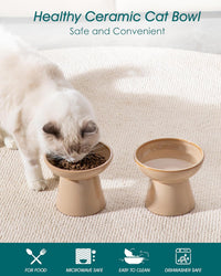 vancasso 2-Pack 6.2" Wide Elevated Cat Bowls - Brown / Food & Water Bowl Set - image 3
