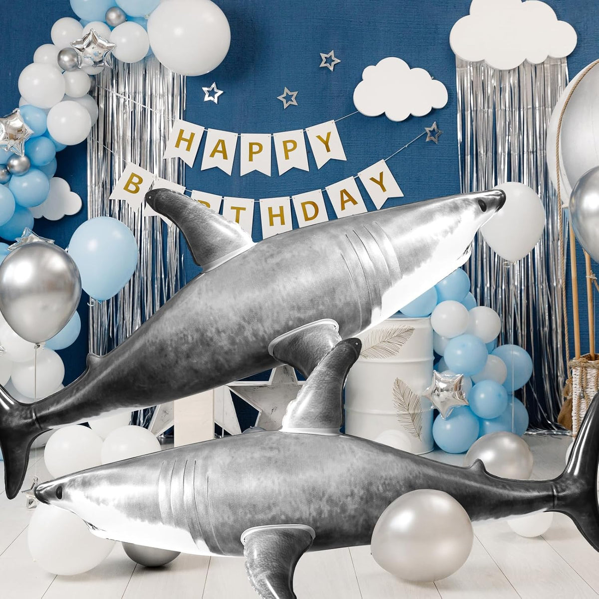 Huge Inflatable Shark Pool Toy - Gray - image 2