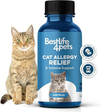 Cat Allergy Relief & Immune Support, Natural Relief for Seasonal Allergies, Itching, Sneezing, Congestion, Runny Nose, and Feline Respiratory Infections, 400 Small Odorless Tasteless Pills
