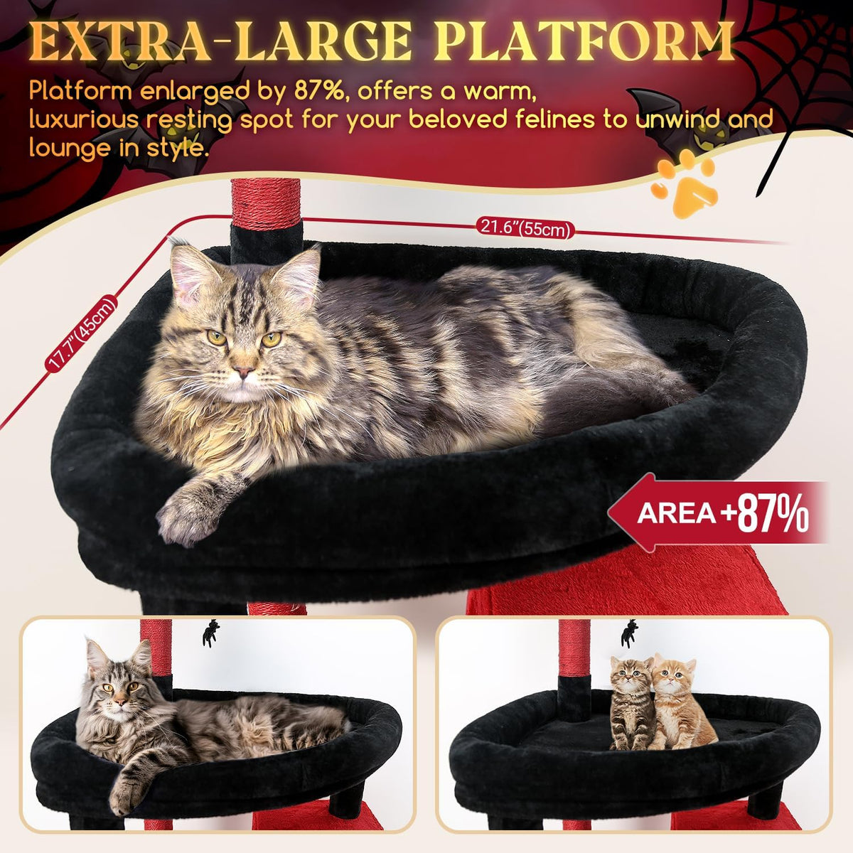 Globlazer Giant Cat Tree for Indoor Large Cats, F83 - 83inch / Blood-Gothic - image 2