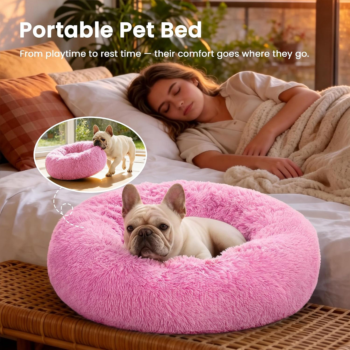 Love's cabin Calming Cat Bed for Indoor Cats - Pink / 20" - image 4