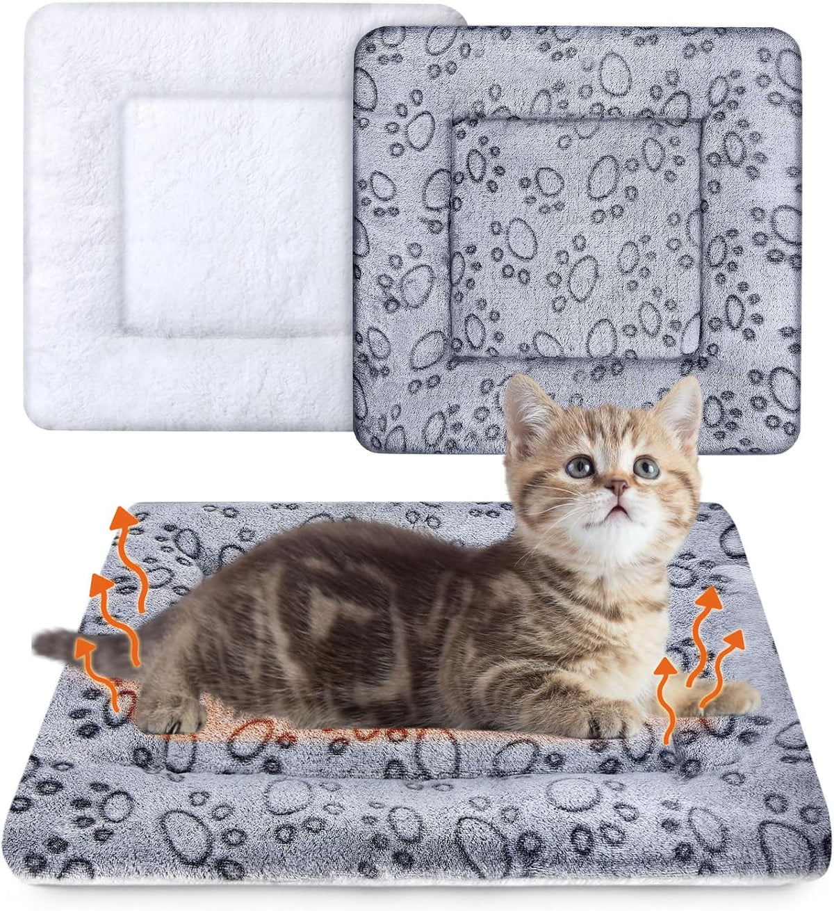 2 Pack Self Warming Cat Dog Bed Pad - Grey / 17'' X 17'' / Dog Paw