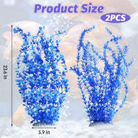 23" Tall Aquarium Plastic Plants - Blue - image 2