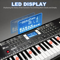 24HOCL pink electronic keyboard piano for kids with 61 lighted keys, LCD screen and microphone - view 15