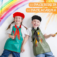 Laumoi felt French berets and polyester painter scarves in assorted colors - view 3