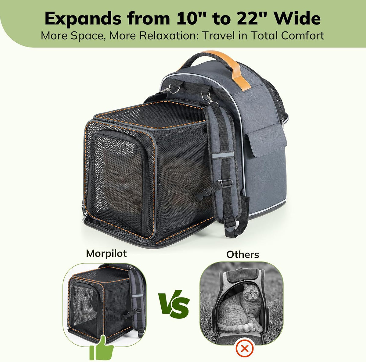 Morpilot Expandable Cat Carrier Backpack for Small Dogs & Cats Up - image 3