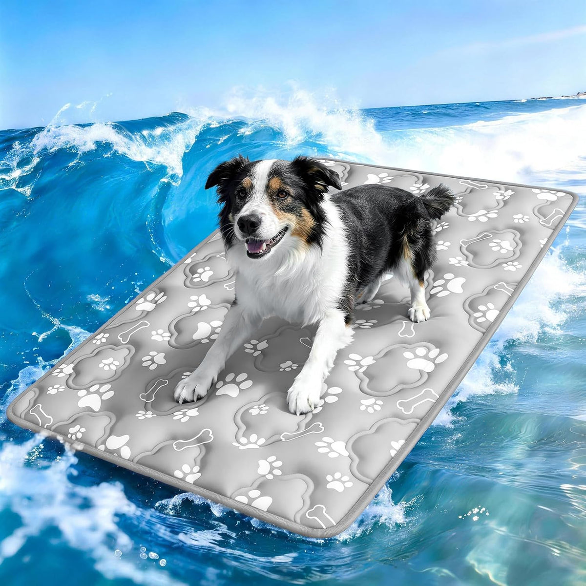 Dog Cooling Mat, Extra Large Cooling Dog Bed Mat for Indoor & Outdoor, Q-Max>0.5, Machine Washable - Grey / X-Large