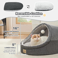 Cute Cat Beds for Indoor Cats, Cave Bed for Kittens - Large / Dark Gray - image 3