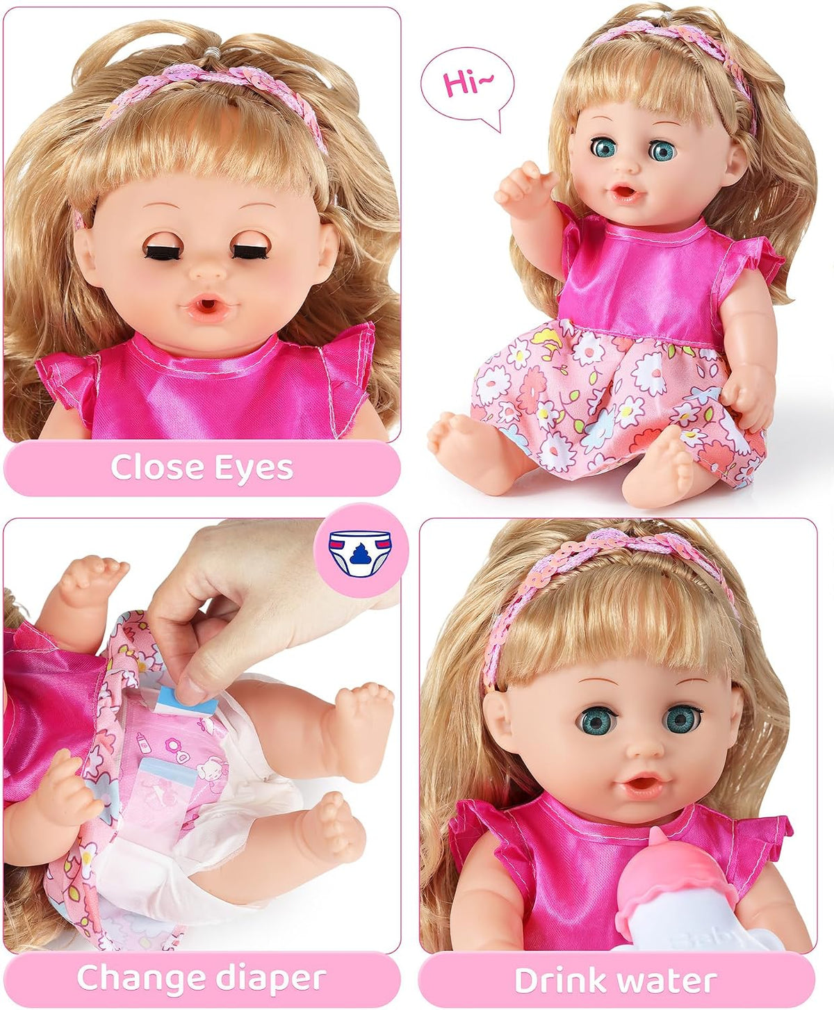 GAGAKU foldable baby doll stroller with 12 inch doll and care accessories - view 24