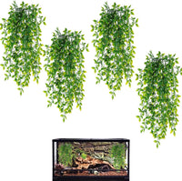 HERCOCCI Reptile Plants, 2 Pack Terrarium Hanging Plants Vines Artificial Leaves Habitat - 4 Pack