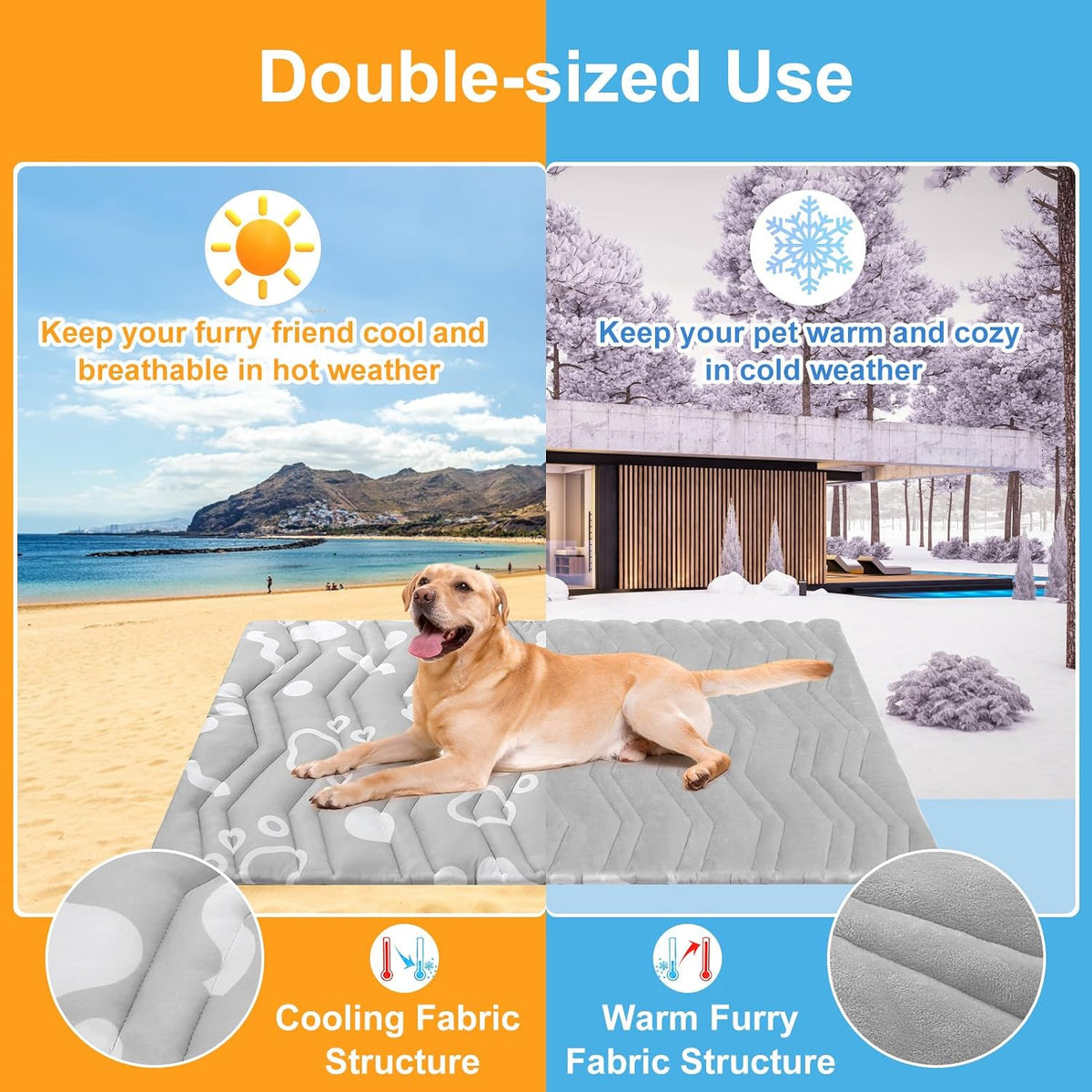 BEAUTYZOO Cooling Mat for Large Dogs, Self-Cooling - Grey / 48.0"L x 28.0"W x 1.0"Th(L) - image 2