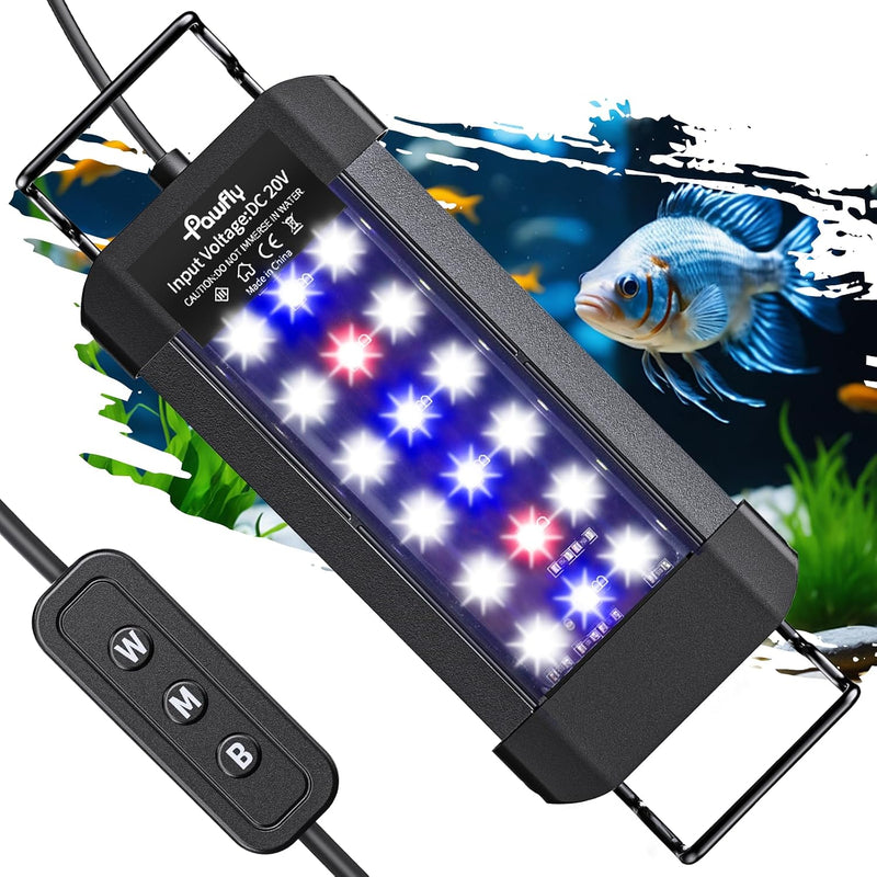 Pawfly 11W Aquarium LED Light for 12 to 18 Inch Fish Tanks Extendable - Basic / 6"-10"