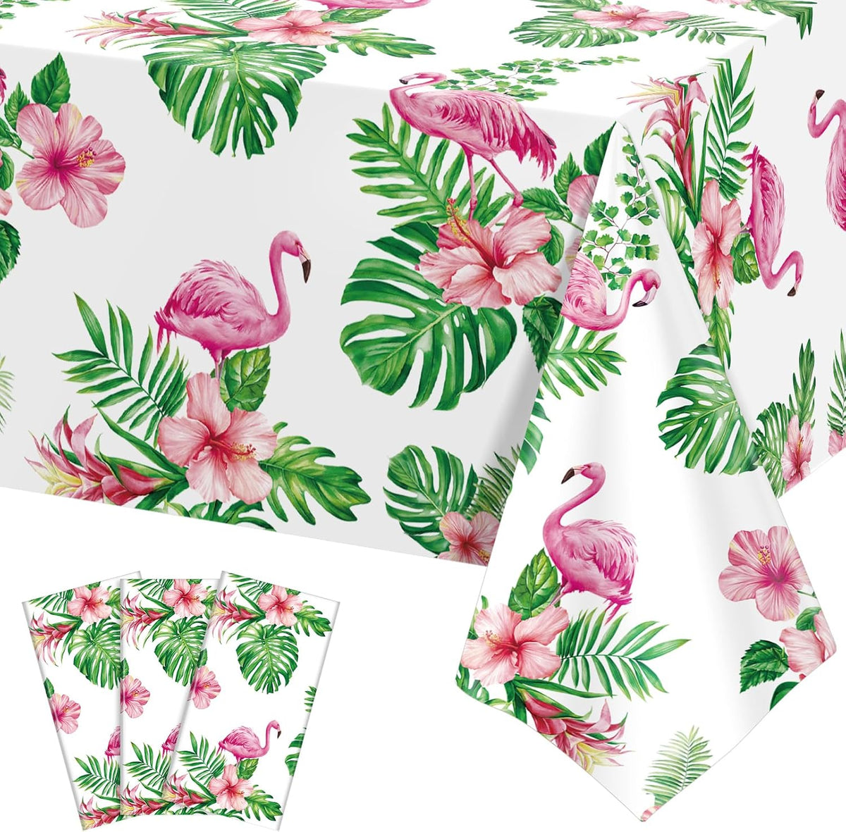 NatNarr 3 Pack Wood Grain Plastic Tablecloths - Hawaiian Luau