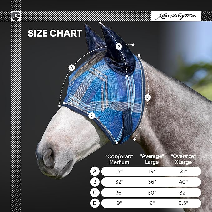 Kensington Signature Fly Mask w/Web Trim, Soft Mesh Ears & Forelock Opening Size: L-Average Color: 2021 - Atlantis