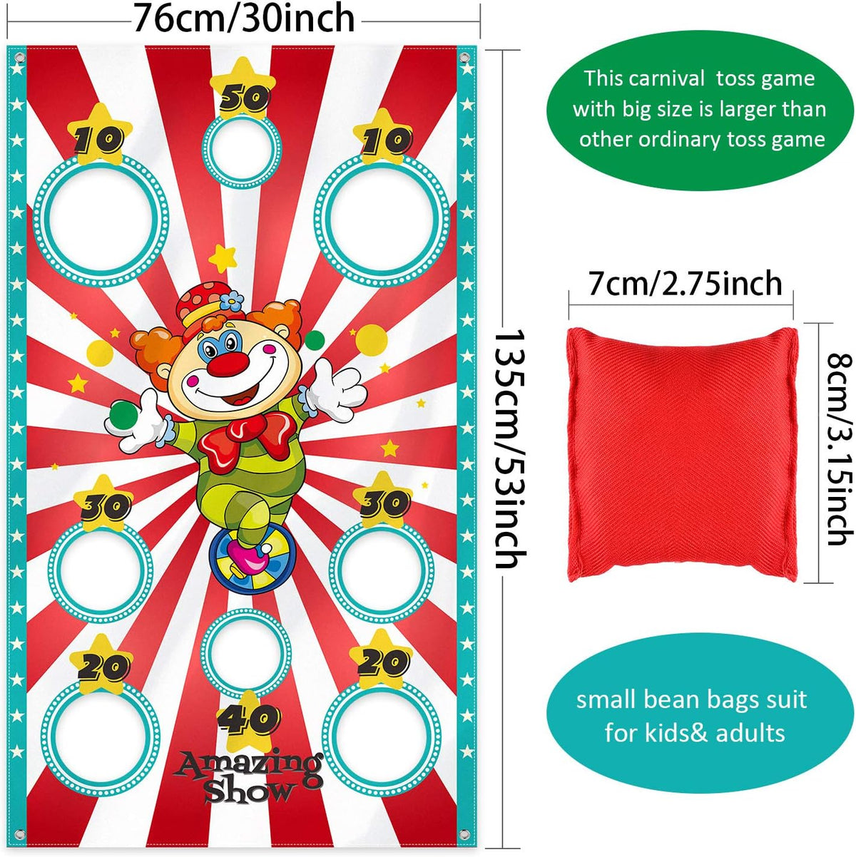 Blulu Carnival Toss Game Banner with 3 Bean Bags – Fun for Kids & Family - image 2