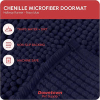 My Doggy Place Microfiber Dog Mat for Muddy Paws, 8' x 2' Navy Blue - Non-Slip, Absorbent and Quick-Drying Dog Paw Cleaning Mat, Washer and Dryer Safe - Hallway Runner