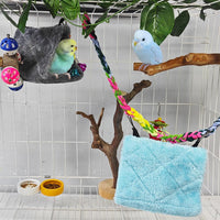 2Pcs Bird Tent Plush Hammock Hanging Warm Hut Nest for Cage - Blue&Gray(S) - image 4