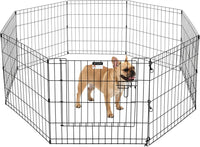 Dog Playpen - Foldable Metal Exercise Puppy Play Pen with 8 24x30in Panels - Indoor/Outdoor Pen - 24" X 24"