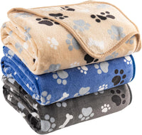 Dog Blanket Paw Bone Pattern 1 Pack 2 Super Soft Warm Flannel Sofa - 40*30 inch (Pack of 3) / Three-in-one