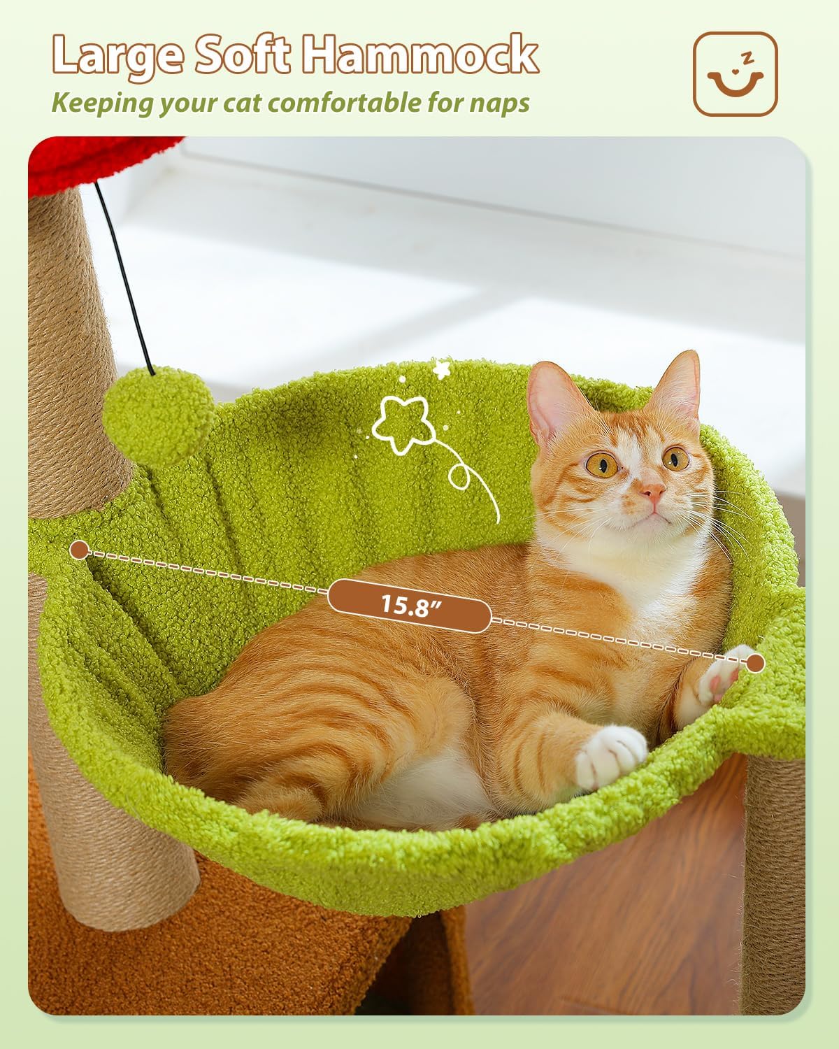 Flower Cat Tree with Large Metal Frame Hammock - 35" Upgraded Flower Cat Tree / Forest Brown - image 4