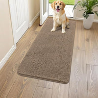 Smiry Dog Door Mat for Muddy Paws 47x24, Absorbs Moisture and Dirt Doormat, Non-Slip Washable Quick Dry Chenille Front Door Mat Indoor Entrance, Entryway Carpet for Inside Floor, Camel