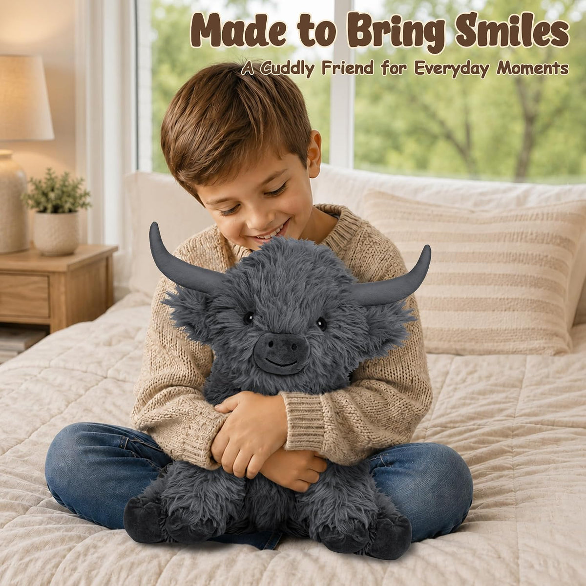 Wepop 5lbs Highland Cow Weighted Stuffed Animals 22in Giant Highland - Highland Cow-greyz - image 2