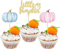 Gyufise 24Pcs Pumpkin Oh Baby Cupcake Toppers Pink Fall Pumpkin - Multi 2
