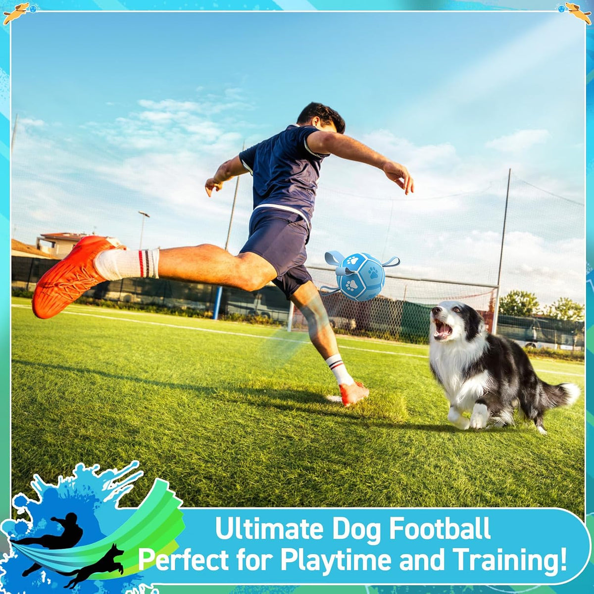 QDAN Dog Balls, Outdoor Dog Toys - Small Size 1 / White-Blue - image 2