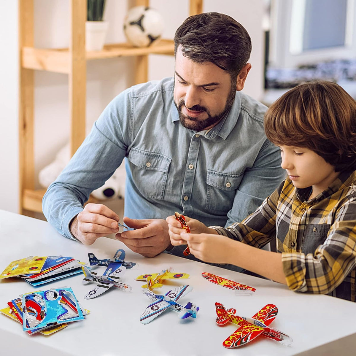 XIPEGPA 60 pack of colorful glider airplanes for kids to assemble and fly - view 7