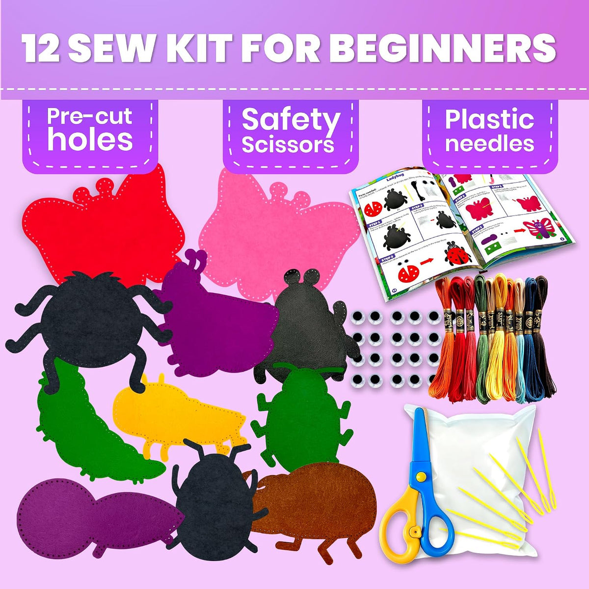 QUOKKA kids sewing kit with 12 felt toy projects and storage box - view 19
